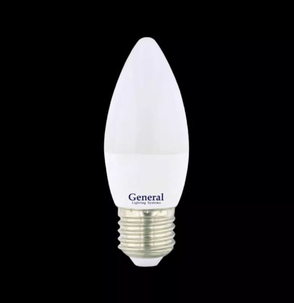 Лампа светодиод. General свеча GLDEN-CF-7-230-E27-6500